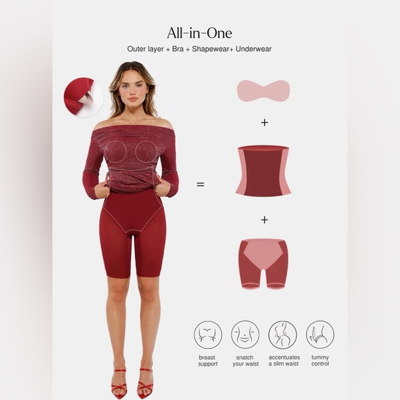 Popilush Shapewear Metallic Knit Long Sleeve Slim Mermaid Maxi Dress - Picture 5 of 12